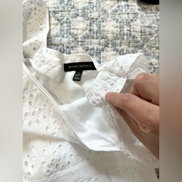 Banana Republic White Tiered Midi Sundress bodycon eyelet white size 00P - Picture 7 of 8